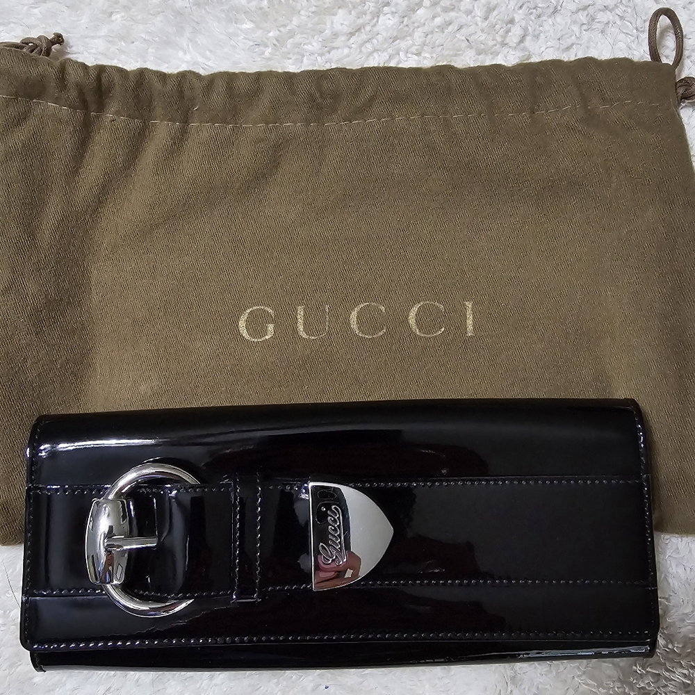 Authentic patent Gucci clutch